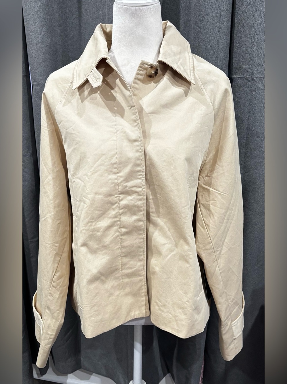 NWT Tuckernuck Khaki Drew Short Trench Coat Tan Medium Preppy Casual Boxy Cotton - Picture 4 of 16